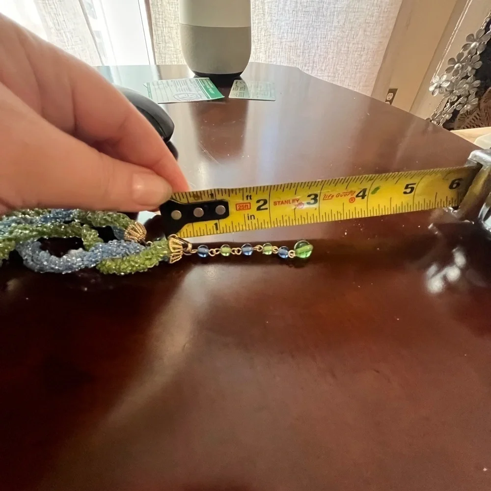 Blue & green beaded vintage necklace